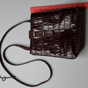 Fossil Purse Alligator Print Leather Closure Brown
